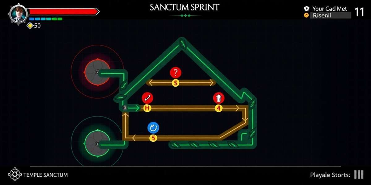 Sanctum Sprint strategy guide showing optimal path through temple sanctum